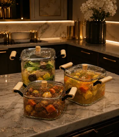 Borosilicate glass cooking pot set