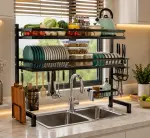 Double step oversink dish rack