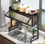 Oversink dish rack with cover