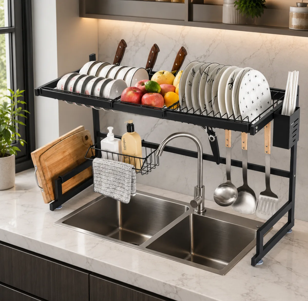 Oversink dish rack