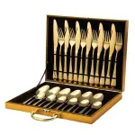 Gold stainless steel cutlery 24set