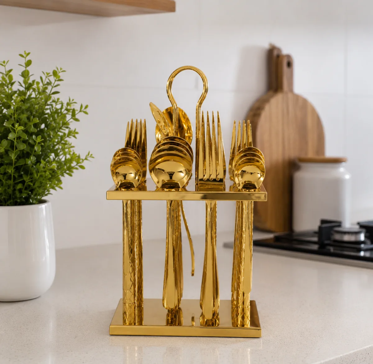 Luxury gold stainless cutlery 24set