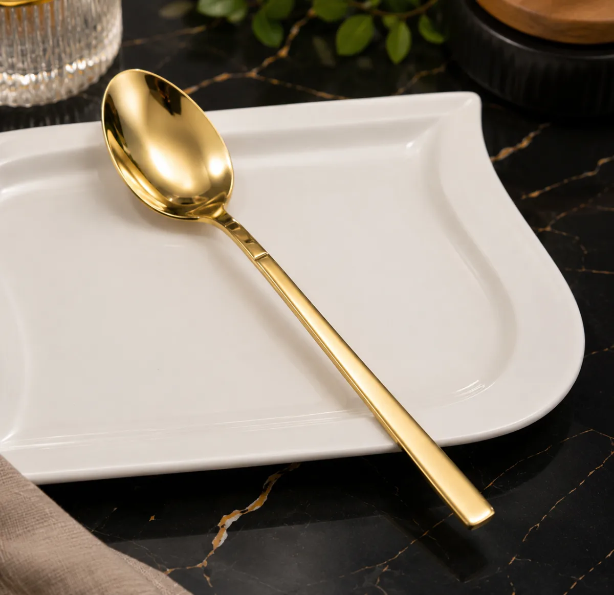 6pcs gold stainless spoon 