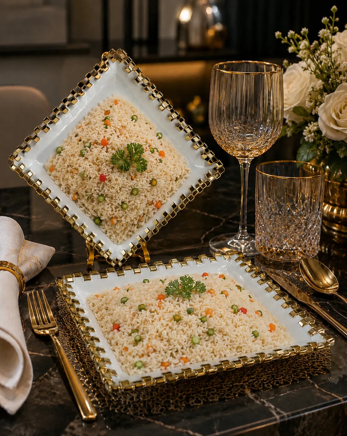 Luxury ceramic dinner plates 2pcs 