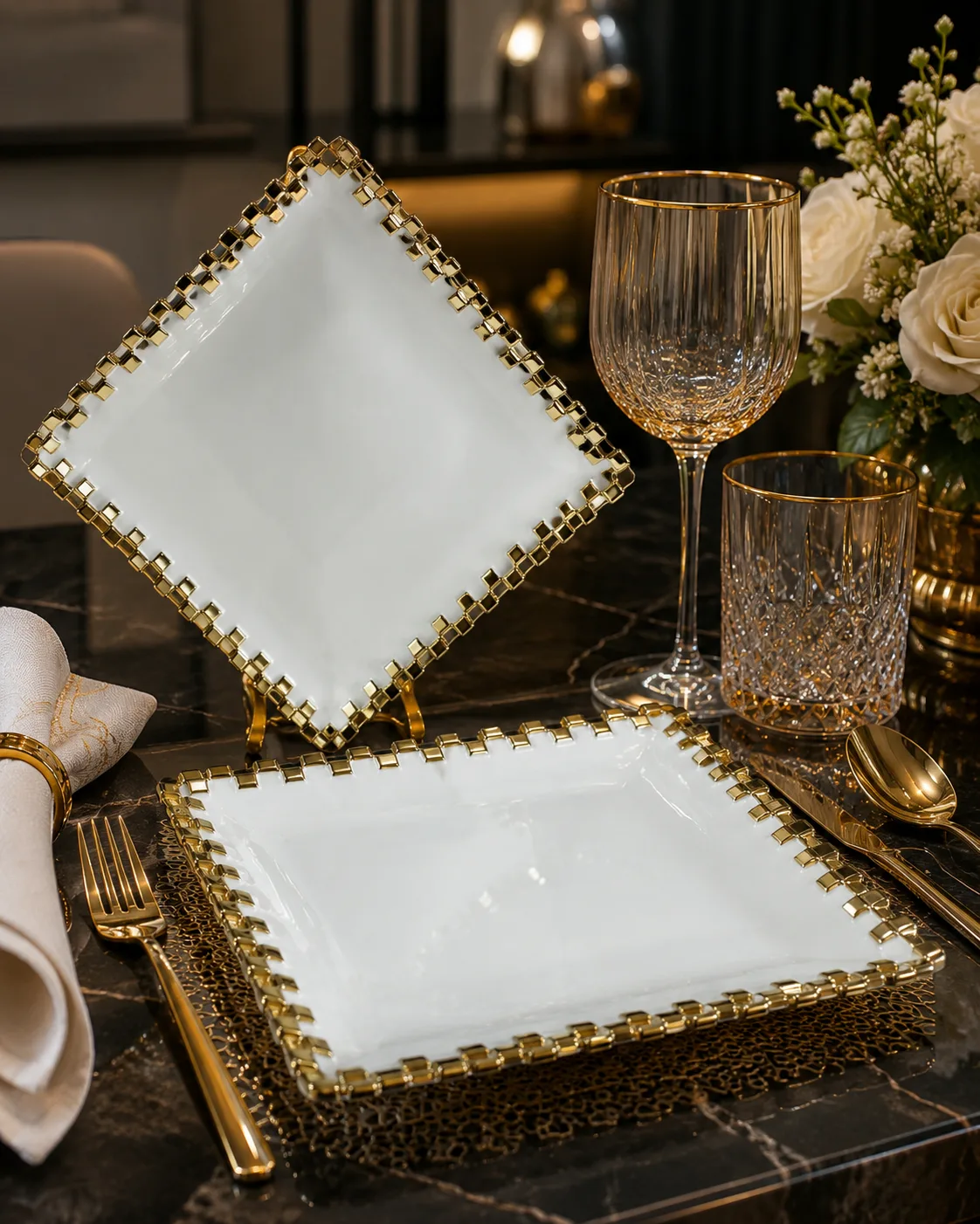 Luxury ceramic dinner plates 2pcs 