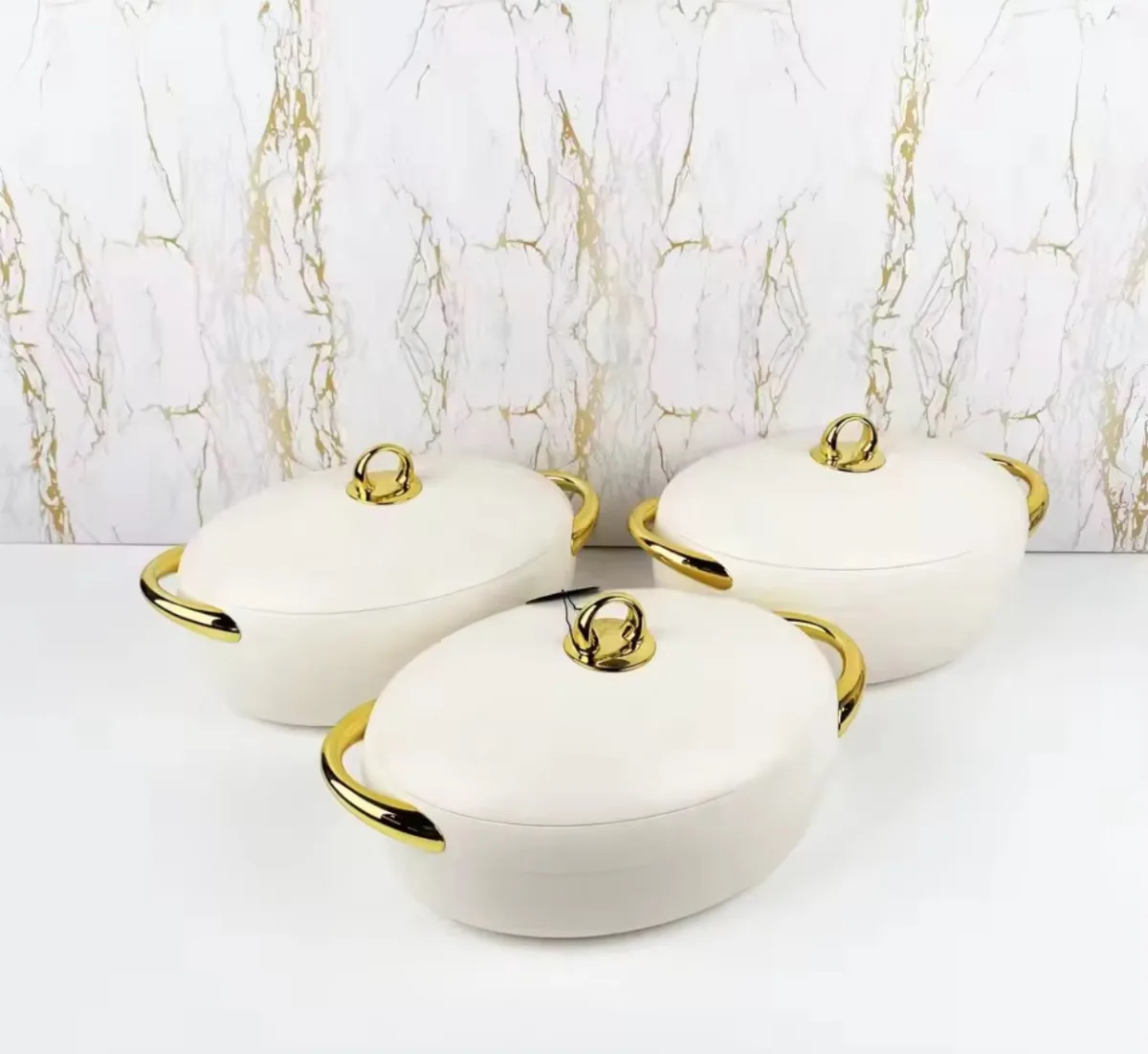 Luxury forever gold insulated food warmer 3set