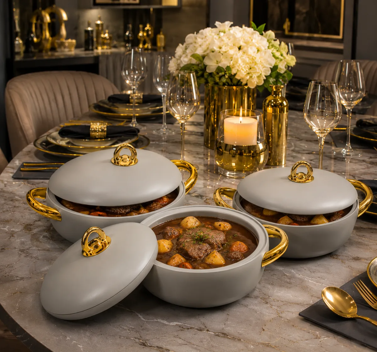 Forever gold luxury insulated food warmer 3set