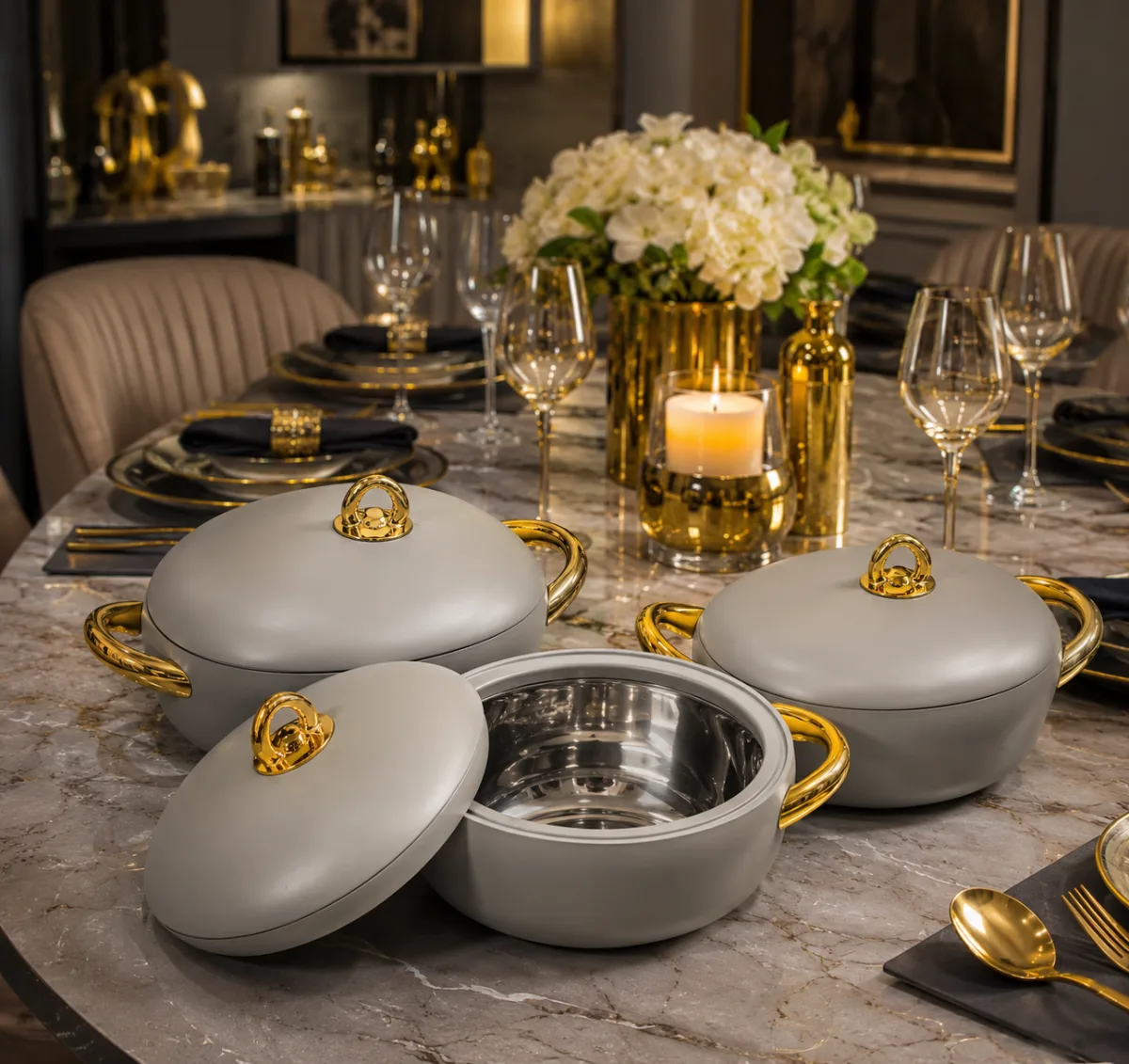 Forever gold luxury insulated food warmer 3set