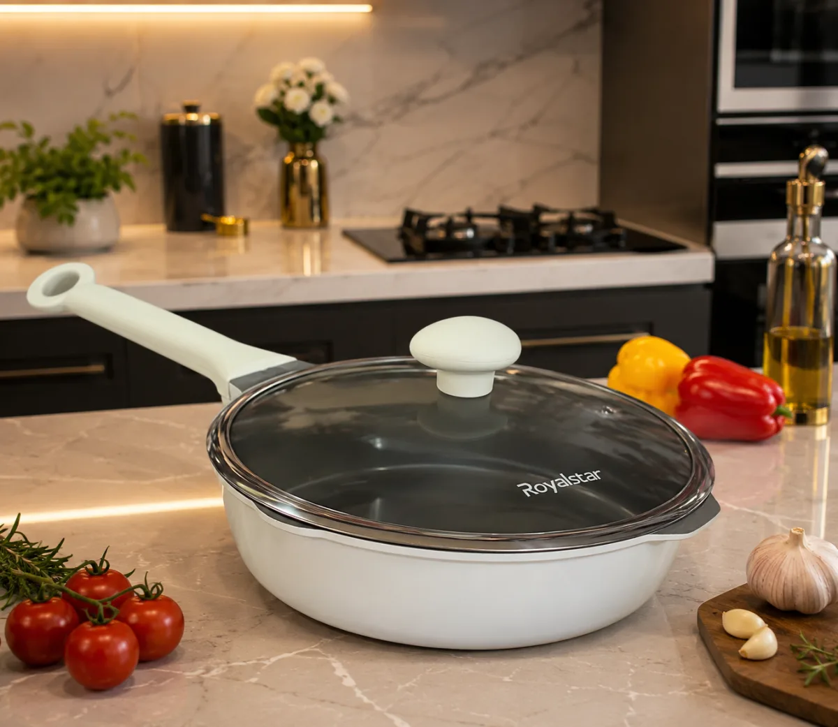 Royal star ceramic fry pan with lid 20cm