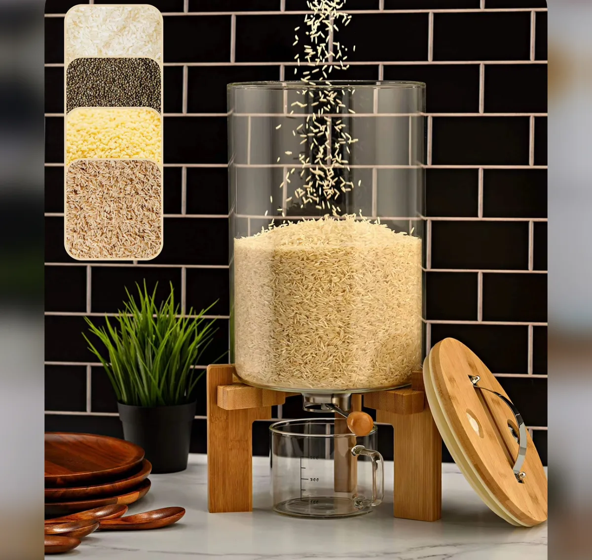 Glass rice dispenser 8kg