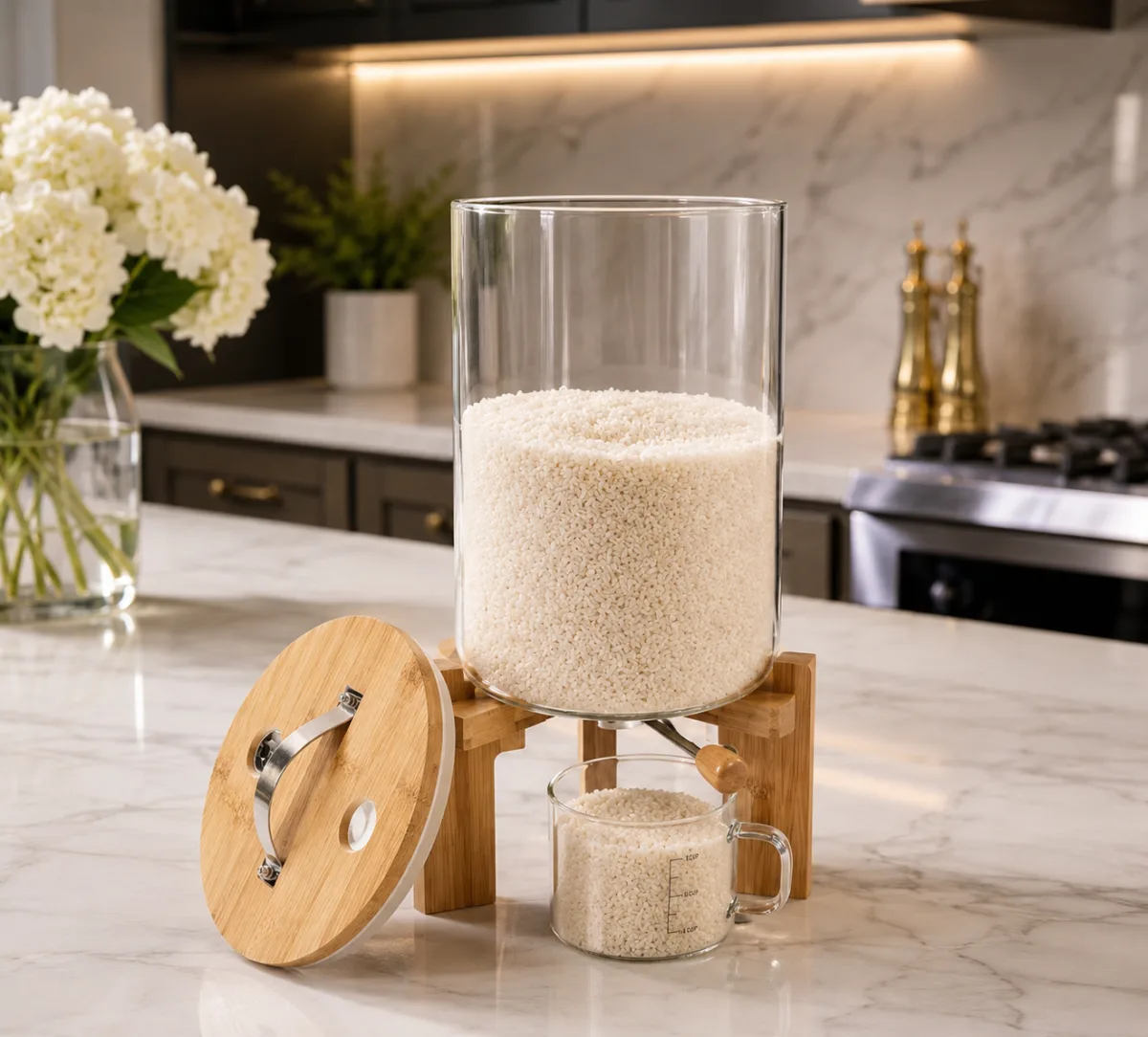 Glass rice dispenser 8kg