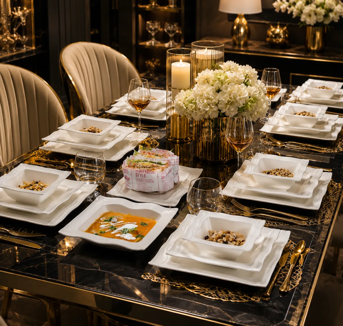 Luxury wavy ceramic dinnerware 24pcs