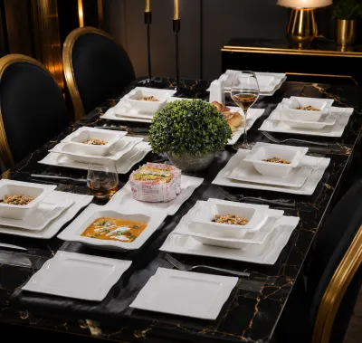 Luxury wavy ceramic dinnerware 24pcs