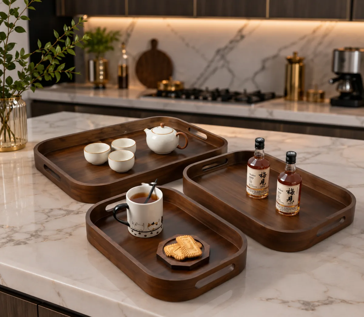 Bamboo tray set 