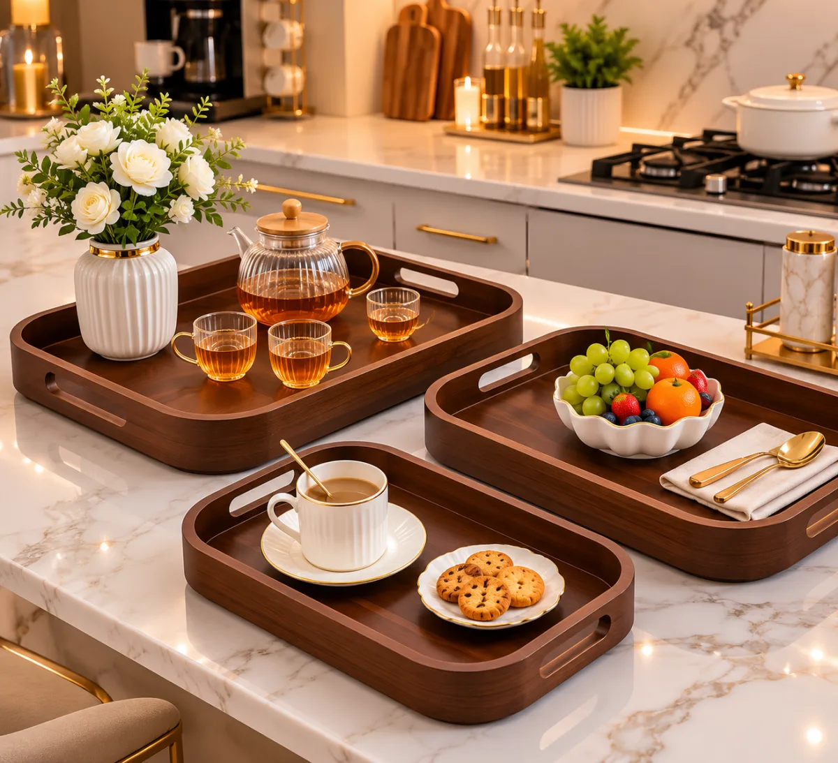Bamboo tray set 