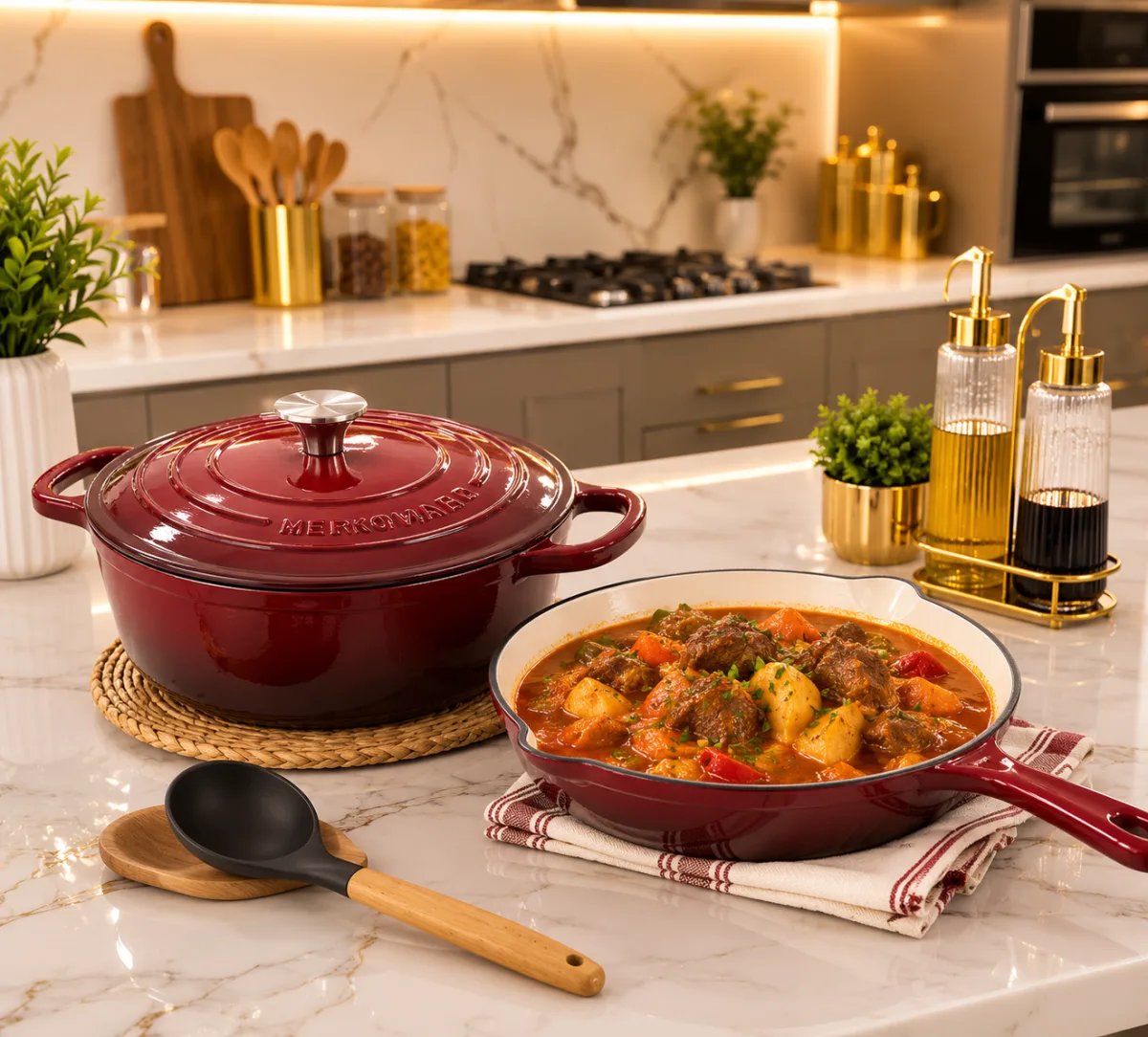 Enameled cast iron cookware 2set