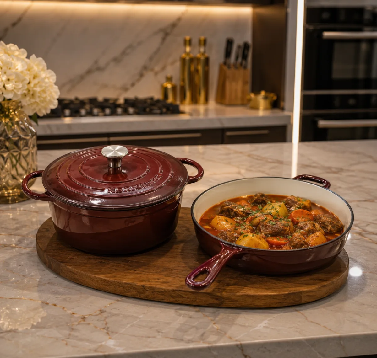 Enameled cast iron cookware 2set