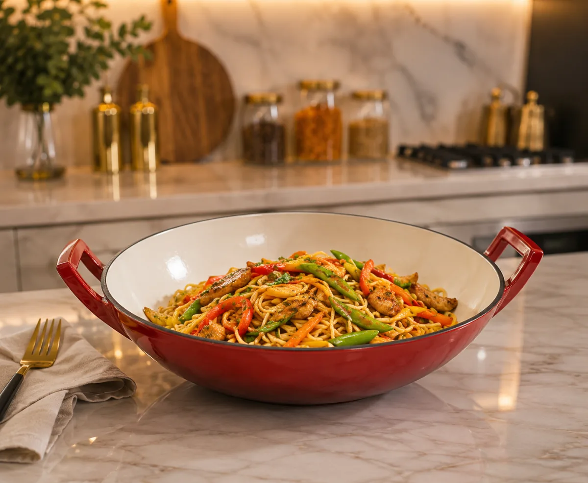 Enameled cast iron wok pan 32cm