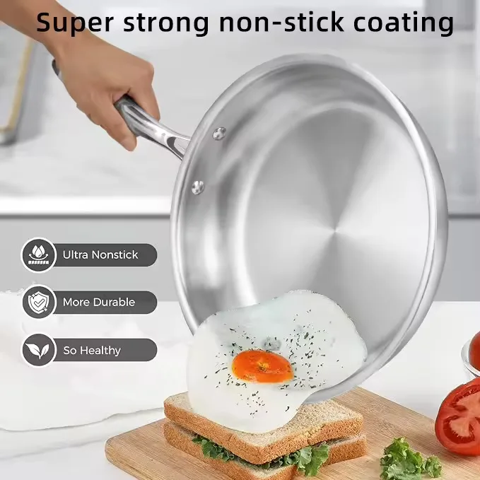 Stainless steel triply 30cm fry pan 
