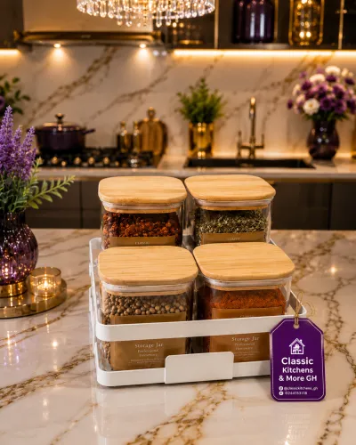 Glass spices jar set