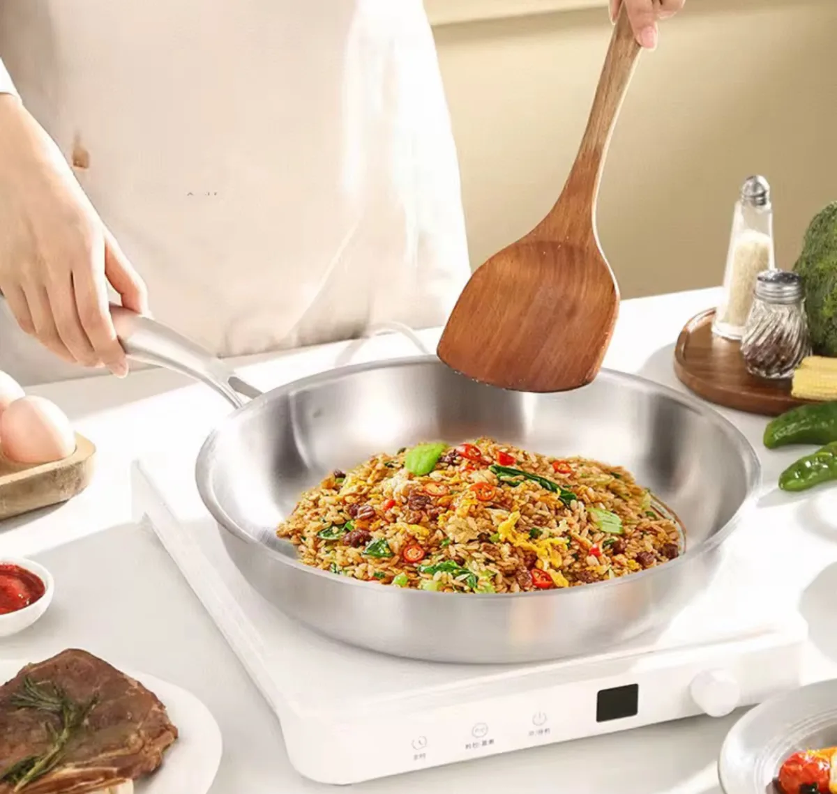 Stainless steel triply fry pan 26cm