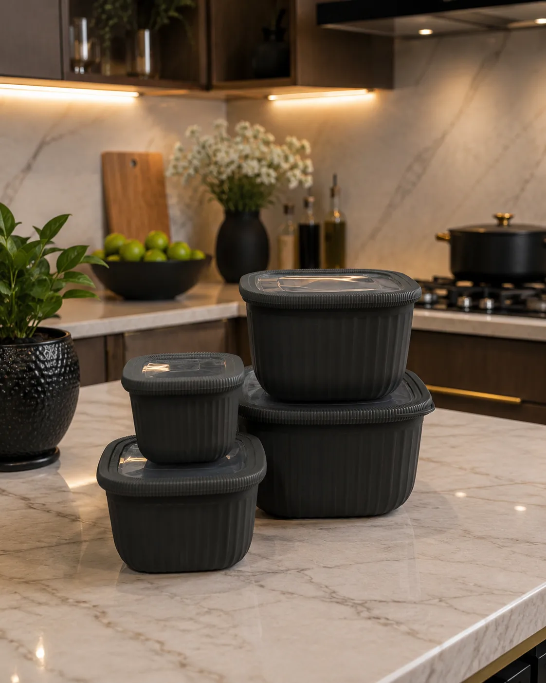 Plastic storage bowl set 4pcs