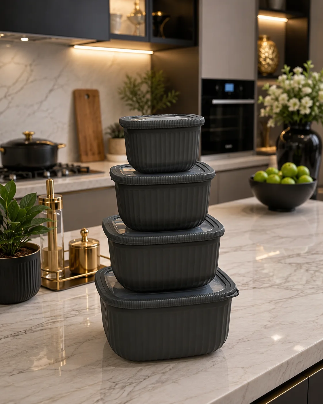 Plastic storage bowl set 4pcs
