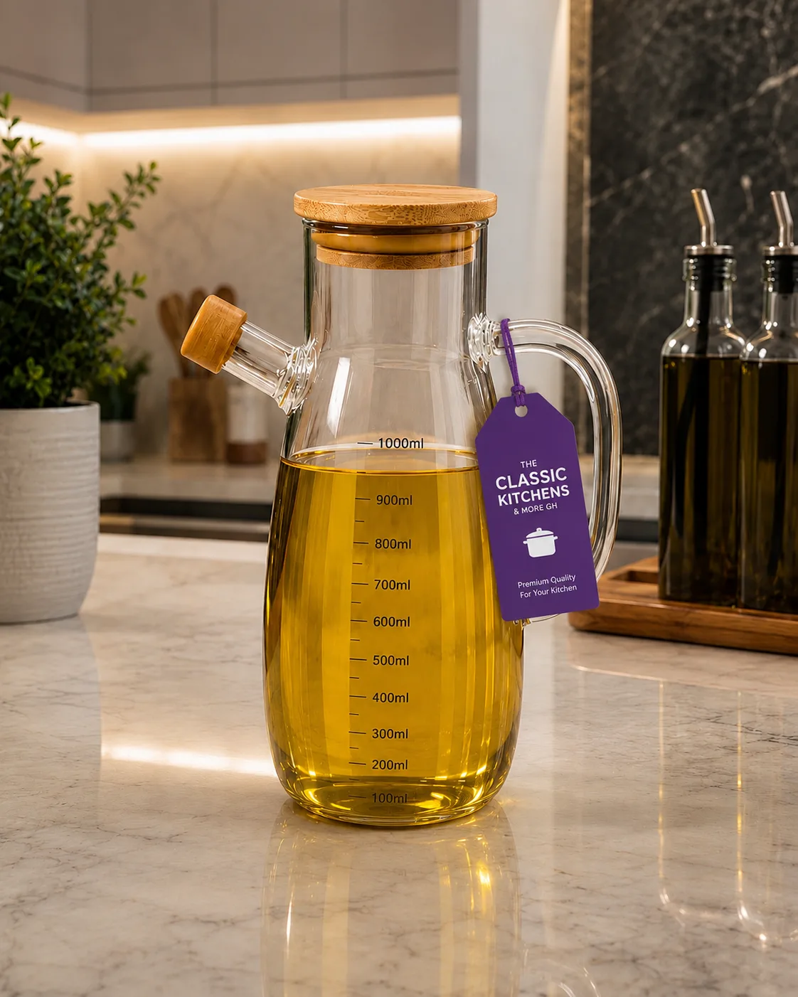 Glass oil jar with lid 1000ml
