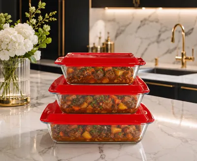 Borosilicate Pyrex glass set with lid