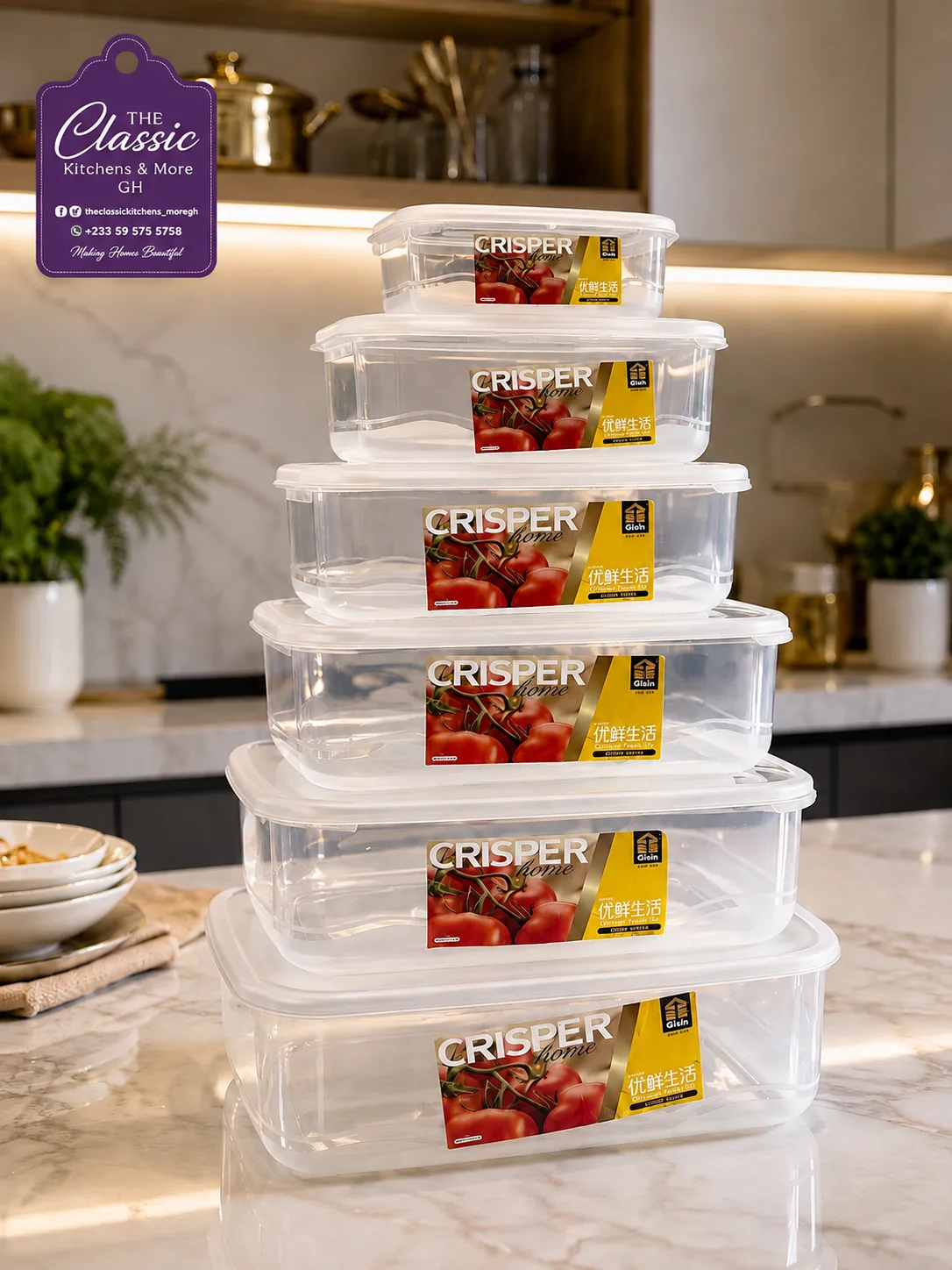 Crisper plastic storage containers set 