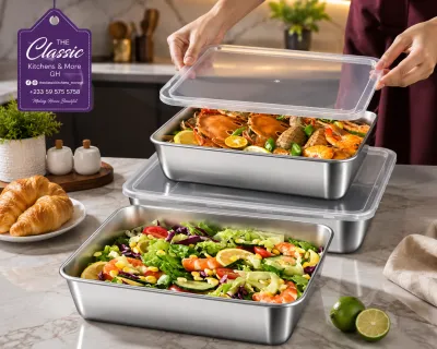 Stainless steel storage bowls with plastic lid 3set