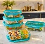 2compartment glass storage bowls 5set
