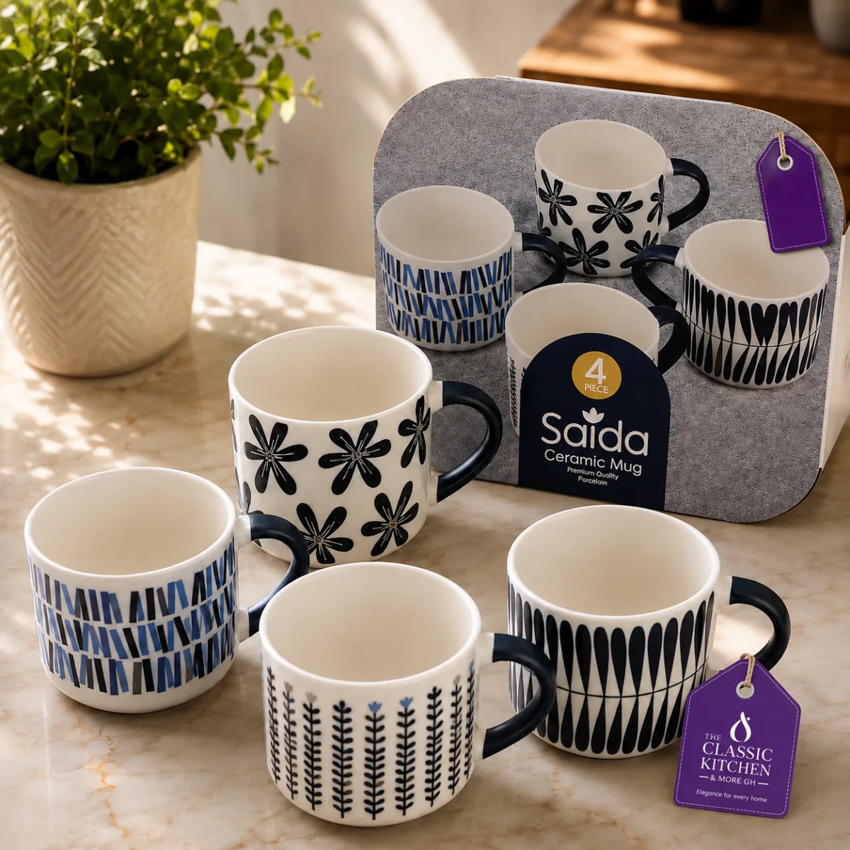 Ceramic tea mugs 4pcs