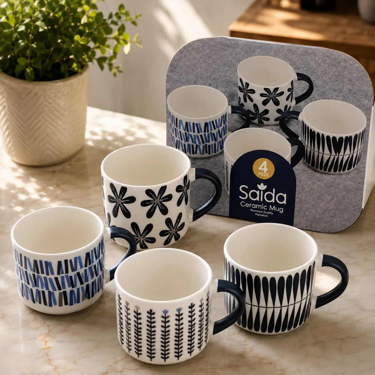 Ceramic tea mugs 4pcs