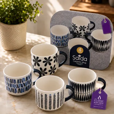 Ceramic tea mugs 4pcs