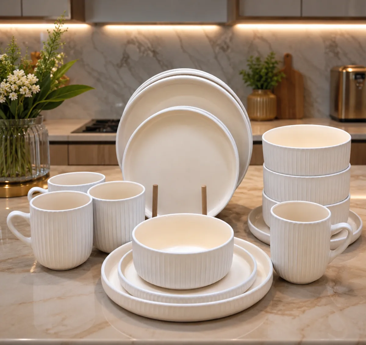 Ceramic dinnerware set strips