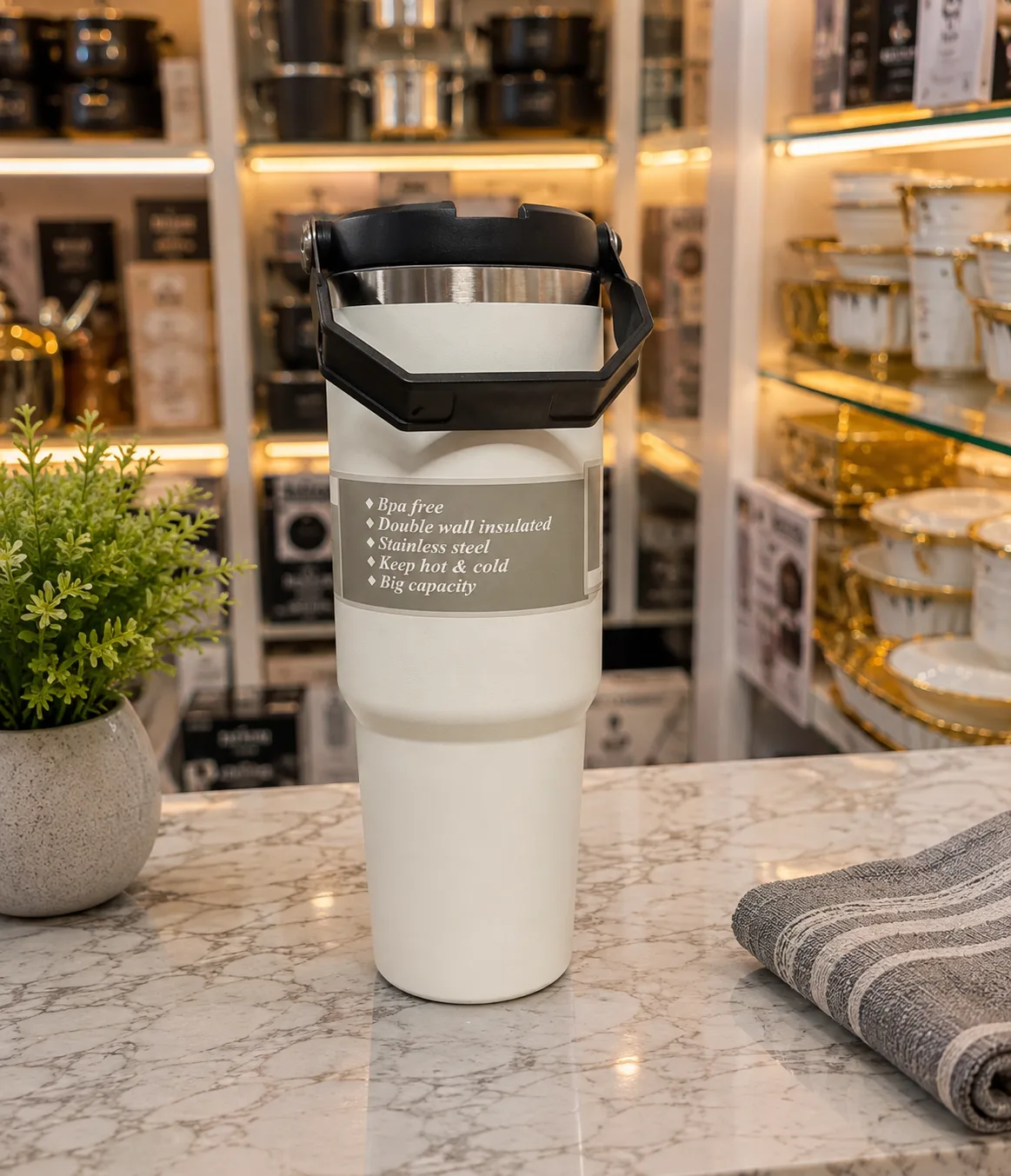 Vaccum flask with handle