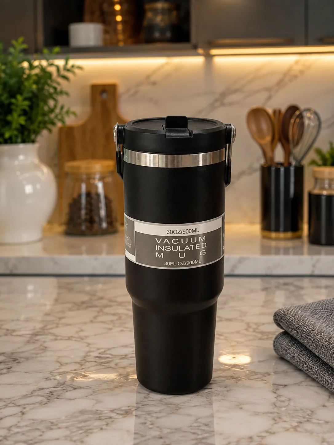 Vaccum flask with handle