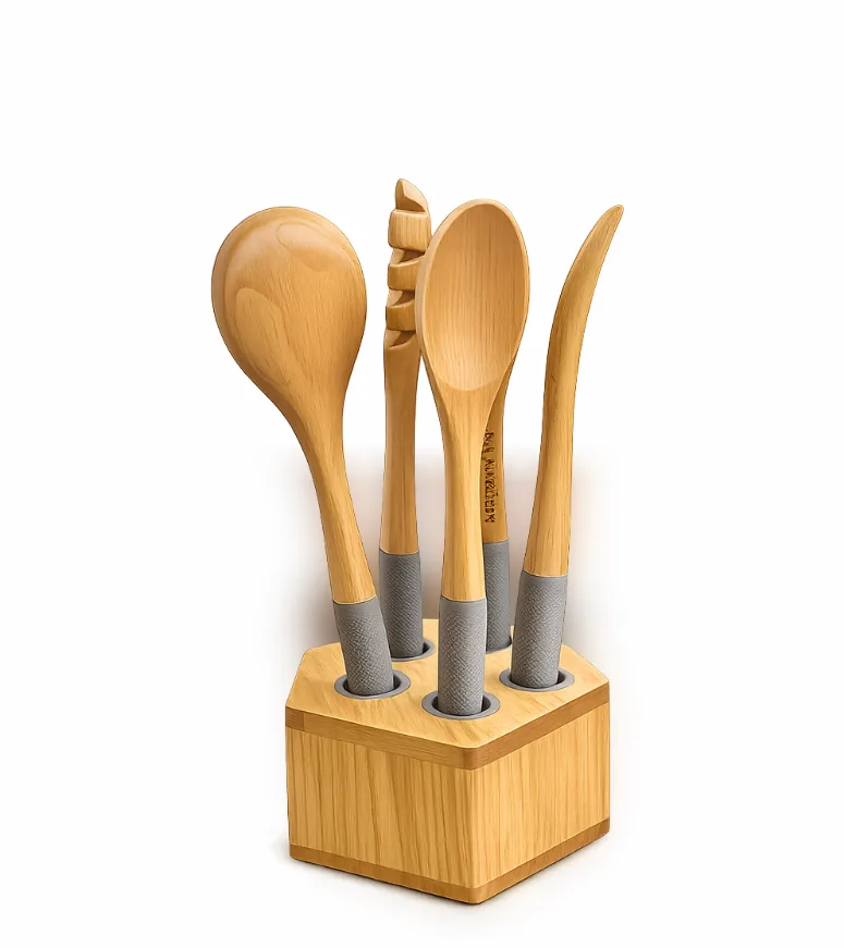 Hexagon shaped Bamboo ladle set 