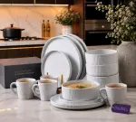 Ribbed ceramic dinnerware set 16pcs