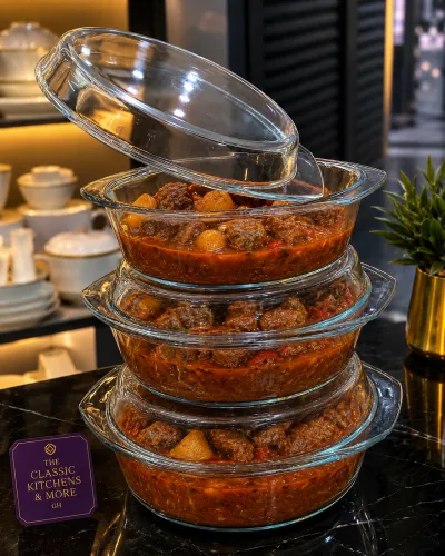 Plain Pyrex glass with lid 3set