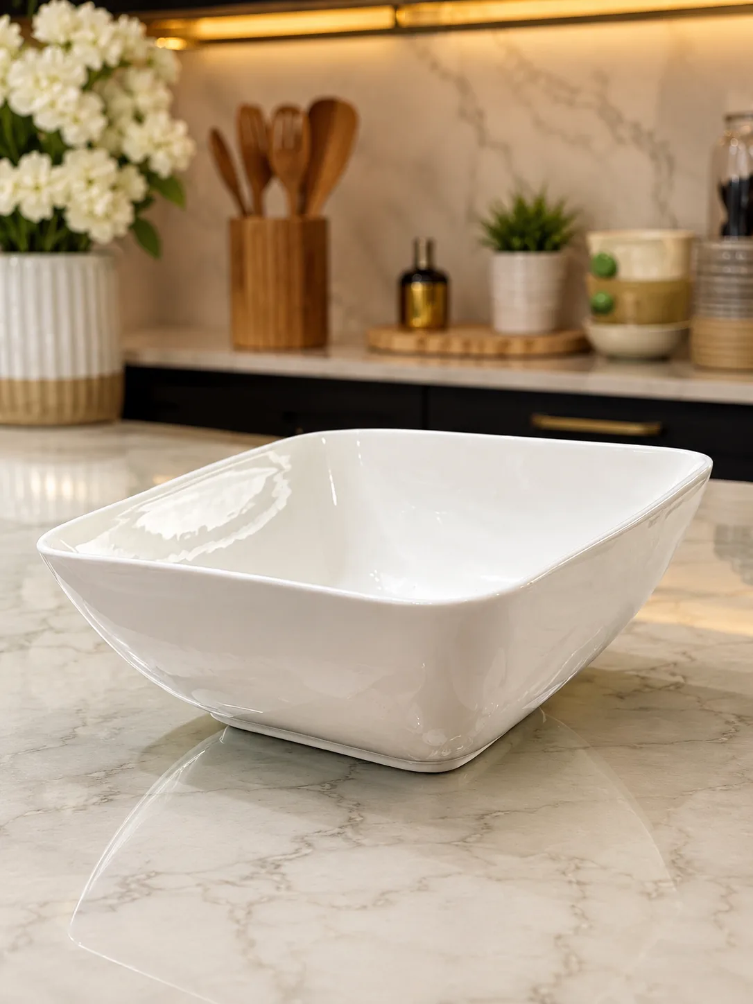 Square ceramic fufu bowls 2pcs