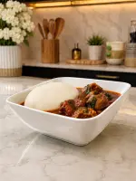 Square ceramic fufu bowls 2pcs