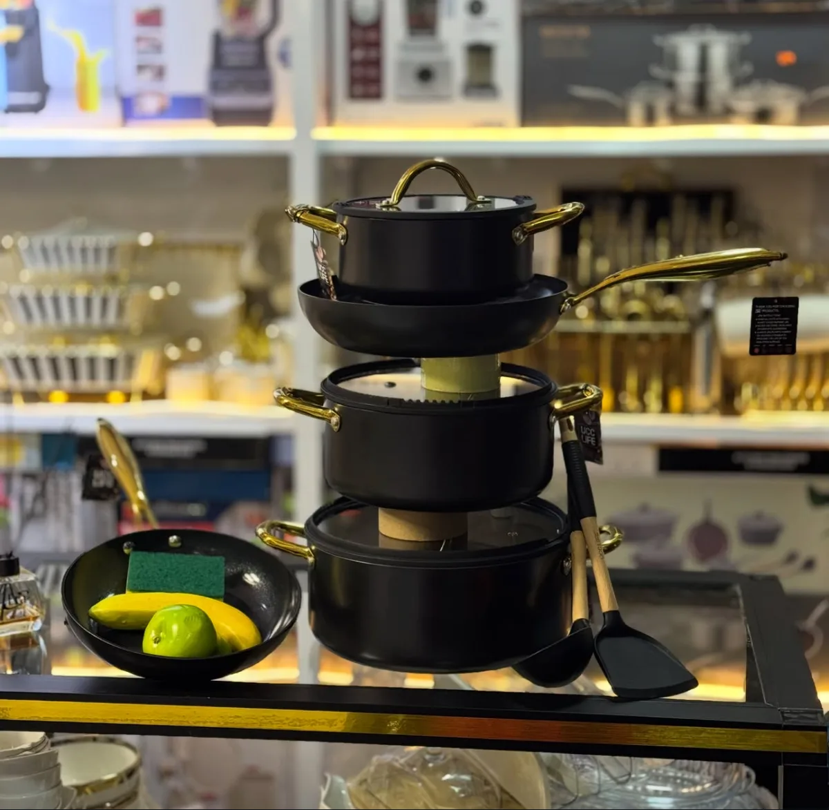 UCC life matte black ceramic cookware set 10pcs