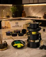 UCC life matte black ceramic cookware set 10pcs