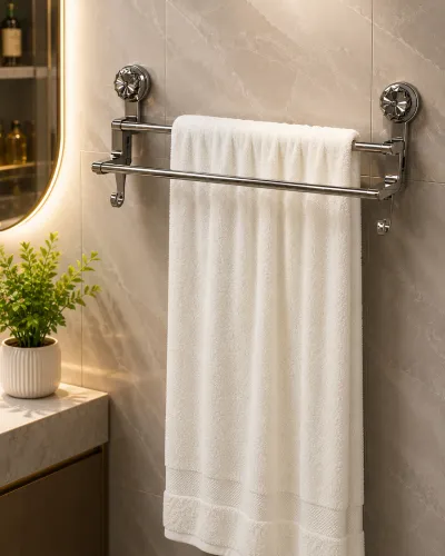 Bathroom adhesive towel rack