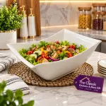 Ceramic square boat fufu /salad bowl