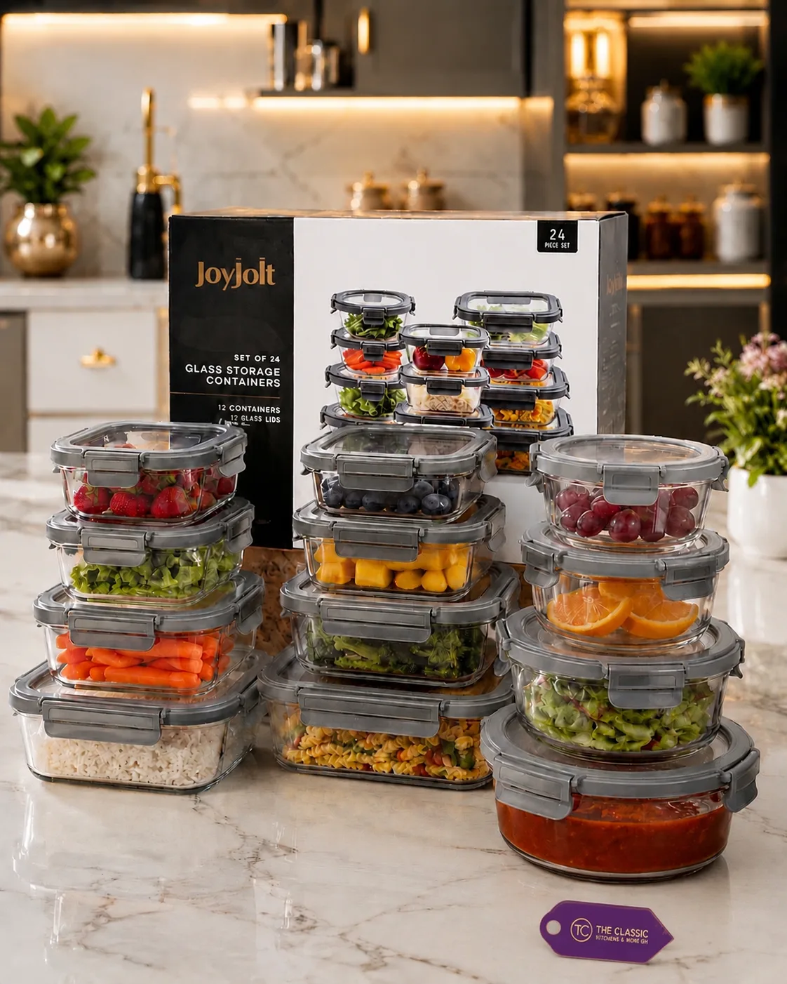 JoyJolt 12pcs glass storage bowls set