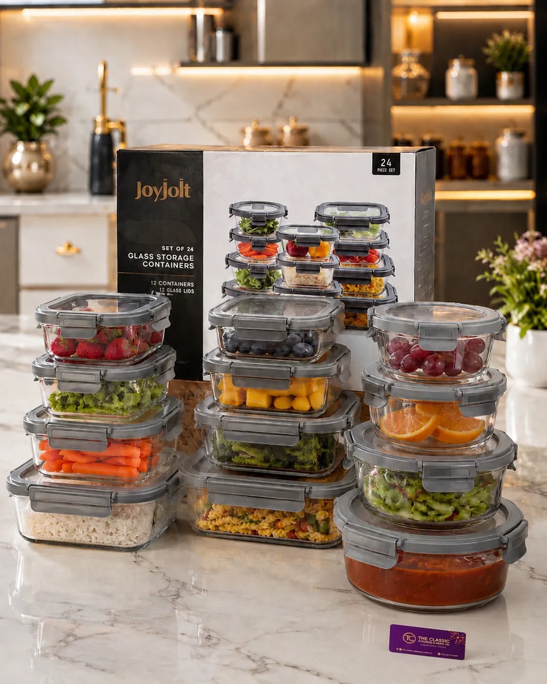 JoyJolt 12pcs glass storage bowls set