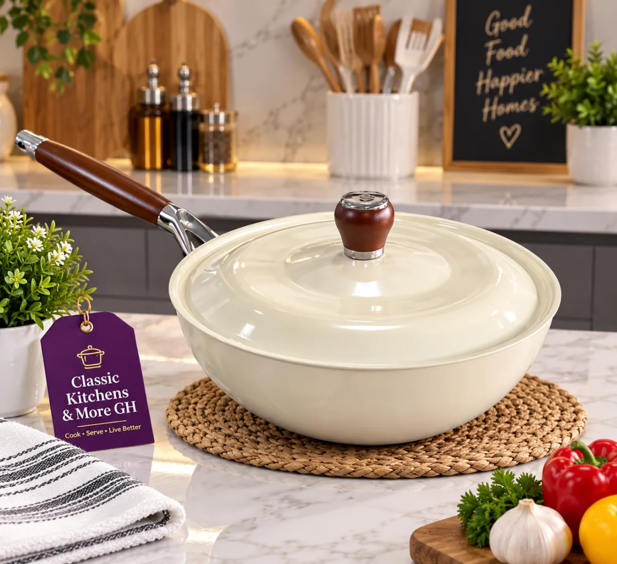 Titanium ceramic wok pan 28cm